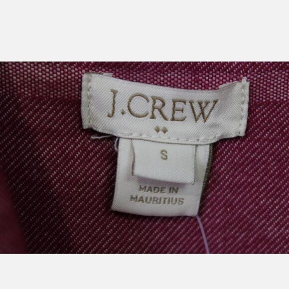 J CREW BUTTON POCKET FRONT LONG SLEEVE WOMENS SIZE SMALL RASPBERRY STRIPE NWT - Picture 6 of 8